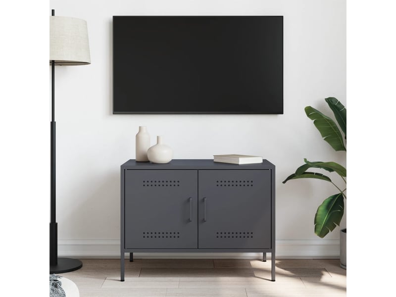  Meuble tv - banc tv - meuble de rangement anthracite 68x39x50,5 cm acier  - Conforama C