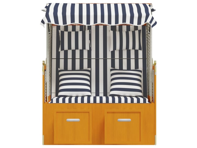  Strandkorb avec coussins résine tressée bois solide blanc bleu 02_0012174  - Conforama D