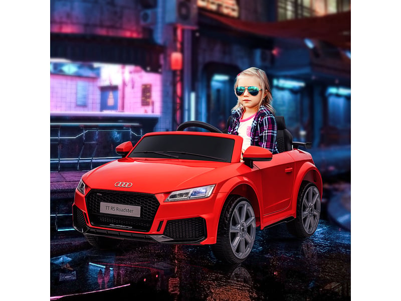  Voiture électrique enfant 12v, télécommande 2,4 ghz, 2 moteurs, klaxon, led, usbmp3, marche arrière, 3-5 ans, rouge.  - Conforama D
