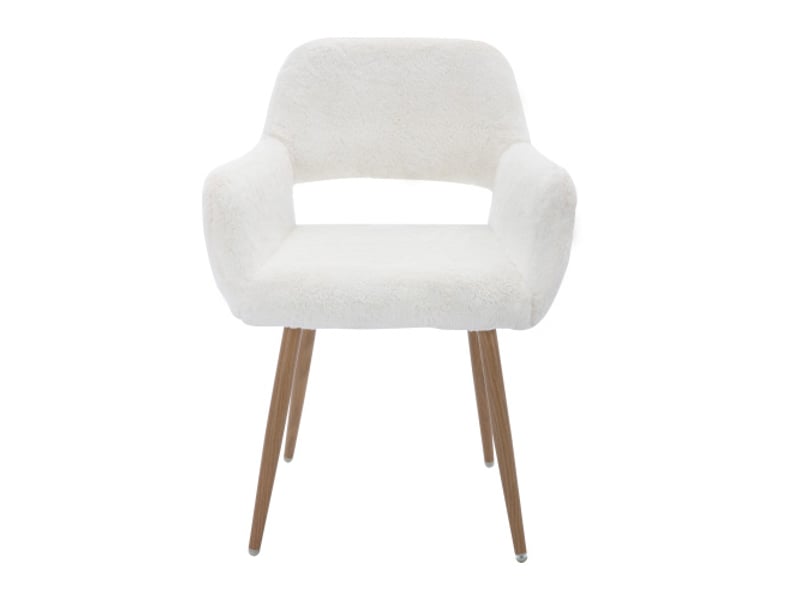  Chaise de salle à manger hengming en fausse fourrure, pieds en acier, style mid-century  - Conforama A