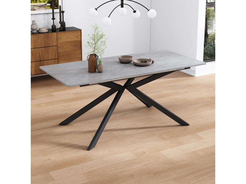  Table de séjour rectangulaire avec allonge gris - 70x150-180max. Cm mdf table bicolore - Conforama E