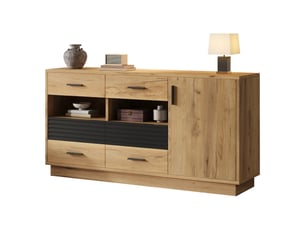 Buffet 1 porte(s)  6 tiroir(s) <strong></strong> <strong>Fay Lum</strong> - 140 cm coloris naturel 
