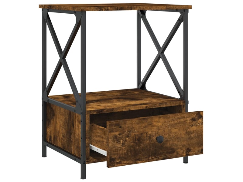  Table de chevet - cabinet de chevet - table de nuit chêne fumé 50x41x65 cm bois d'ingénierie  - Conforama E