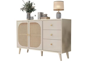 Buffet 2 porte(s) 3 tiroir(s) - 120 cm coloris blanc