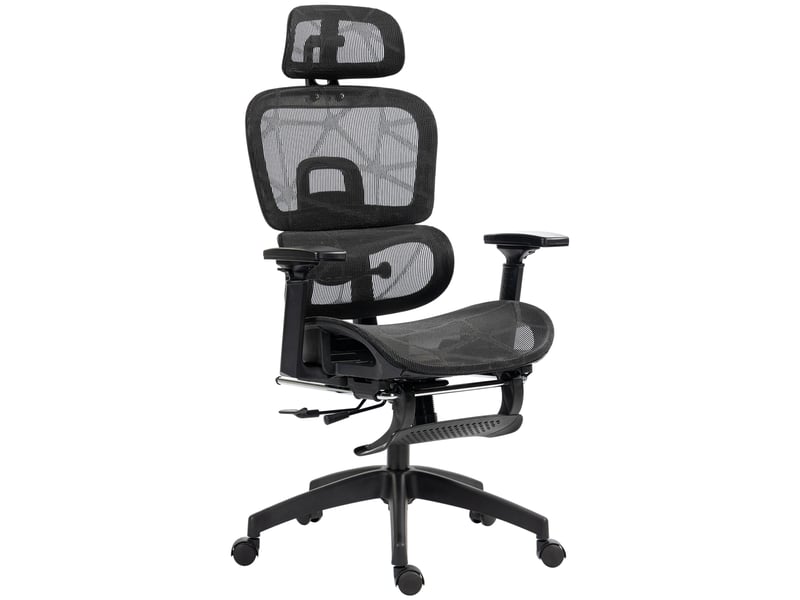  Fauteuil de bureau ergonomique, chaise bureau, maille (100 % polyester), 66x64x122cm, noir  - Conforama A