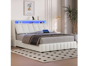 Lit coffre 160x200 cm OKWISH coloris blanc