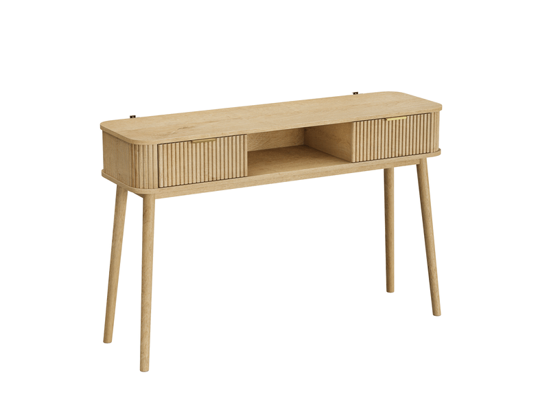 Console,120x35x77,6 cm,2 tiroirs vintage,mdf,effet chêne - Conforama A
