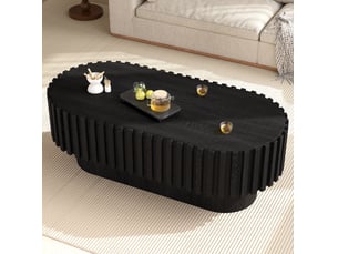 Table basse ovale coloris noir <strong>MODFU</strong> <strong></strong> - 50 cmx100 cm