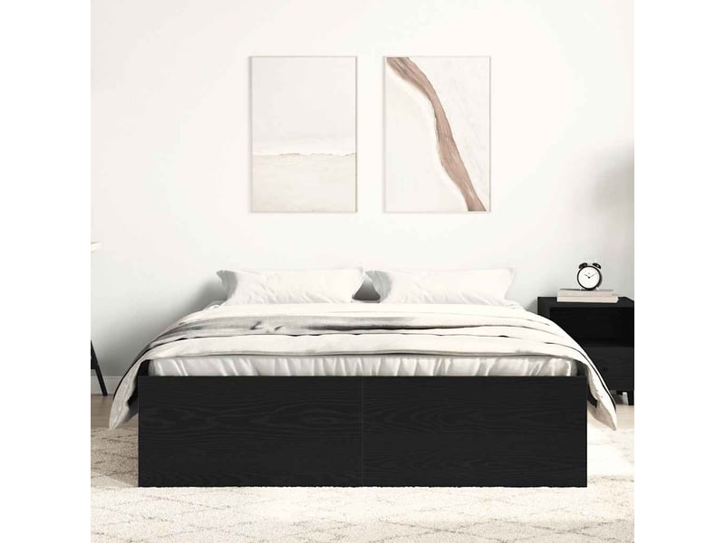  Lit double- lit adulte -  cadre de lit sans matelas chêne noir 120 x 190 cm bois d'ingénierie  - Conforama B
