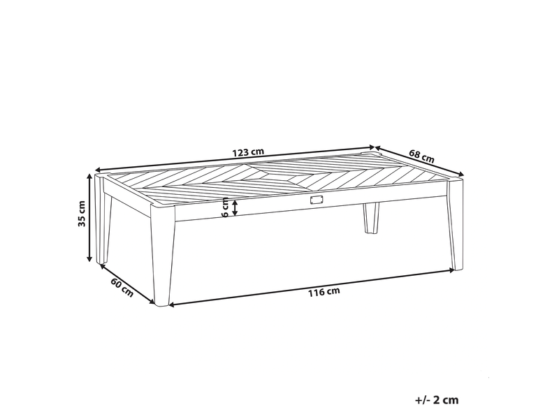  Table basse de jardin rivello 123 cm 68 cm acacia marron clair  - Conforama C