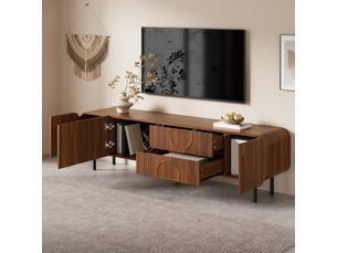 Meuble tv coloris bois foncé 180 cm   