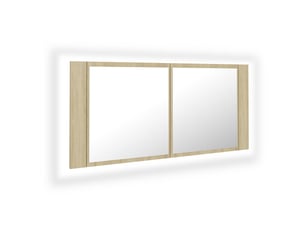 Armoire à miroir à led de bain chêne sonoma 100x12x45 cm acrylique