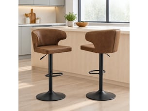 tabouret de bar assise réglable en hauteur <strong>OKWISH</strong> - marron hauteur d'assise 61.5 cm vendu Par paire