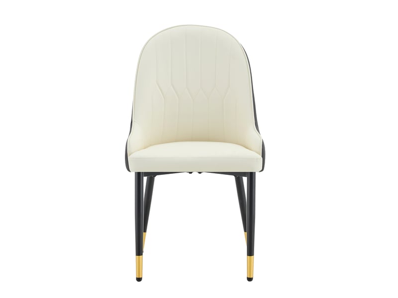  Lot de 2 chaises de salle à manger en similicuir pu gris et blanc, pieds en métal W3658P425200 - Conforama A