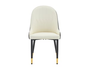 Lot de 2 chaises de salle à manger en similicuir pu gris et blanc, pieds en métal