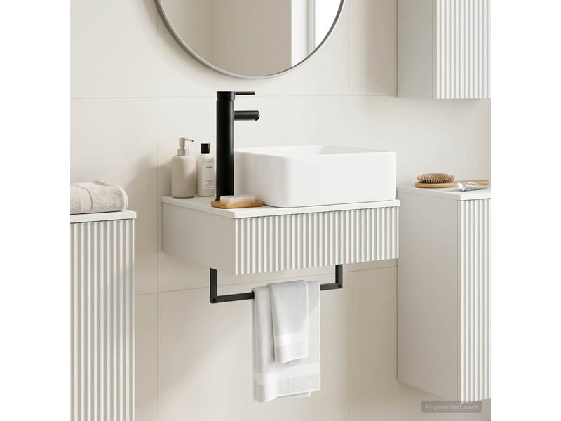 Basin de lavage mural, lavabo blanc 53x35x39 cm bois d'ingénierie - Conforama B