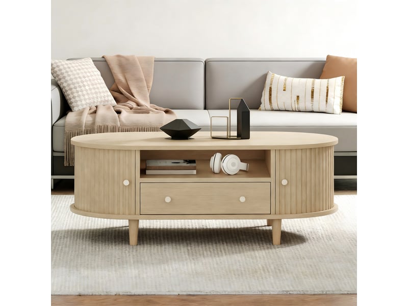  Table basse de salon, avec 1 tiroirs, 100 x 50 x 36 cm, en bois, pour salon, pour maison et appartement, mobilier fonctionnel pour intérieur  - Conforama A