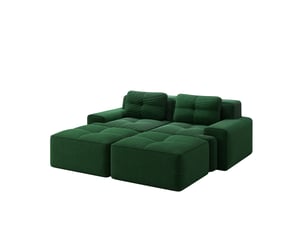 Canapé modulable 2 pl 204x177x69cm, canapé sous vide avec poufs, assise généreuse, pièce de salon, velours côtelé, vert