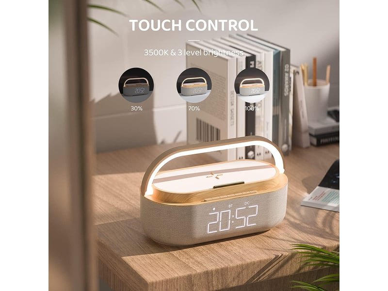  Radio-réveil numérique, enceinte bluetooth avec chargeur usb, réveil intelligent, fonction snooze, veilleuse, écran led à luminosité réglable  - Conforama C