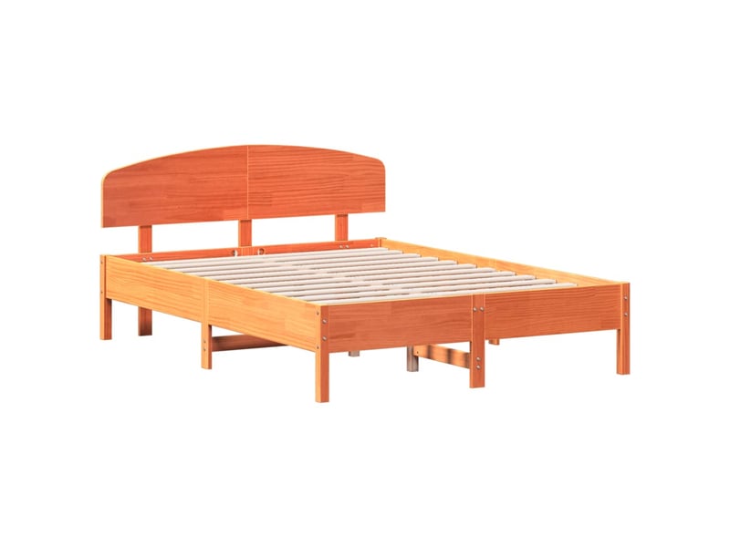  Lit double- lit adulte -  cadre de lit sans matelas  marron 140x190cm bois pin massif  - Conforama B