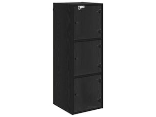 Meuble mural, meuble de rangement salon 35 x 37 x 102 cm bois d'ingénierie chêne noir