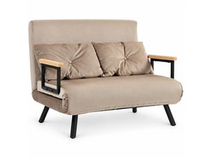 Fauteuil convertible, en velours, coloris marron, l102 x p73 x h81 cm, avec coussins, assise confortable