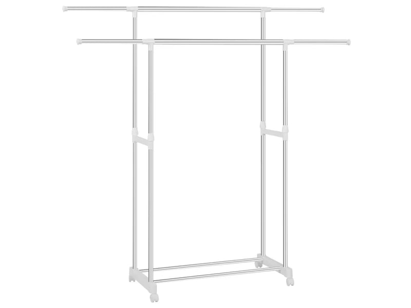  Portant à vêtements extensible sur roulettes, double barre, penderie ouverte  - Conforama A