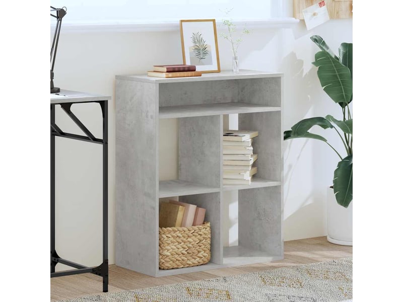  Bibliothèque, meuble de rangement salon gris béton 66x31x80 cm bois d’ingénierie  - Conforama C