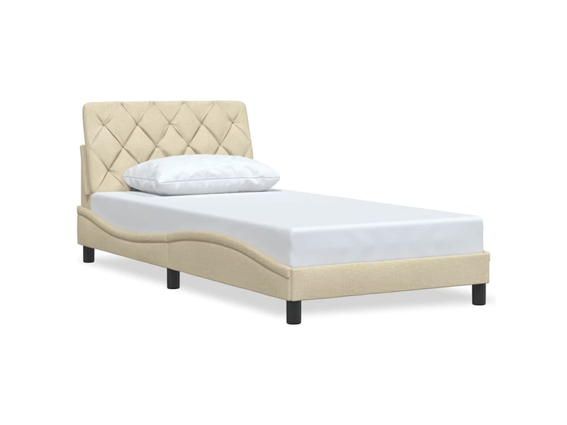  Lit simple- lit adulte -  cadre de lit sans matelas crème 100x200 cm tissu  - Conforama B