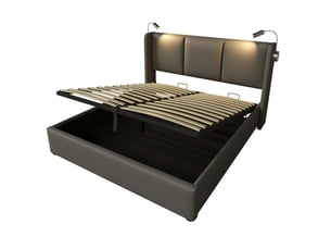 Lit coffre 160x200 cm TCQPZ   coloris gris