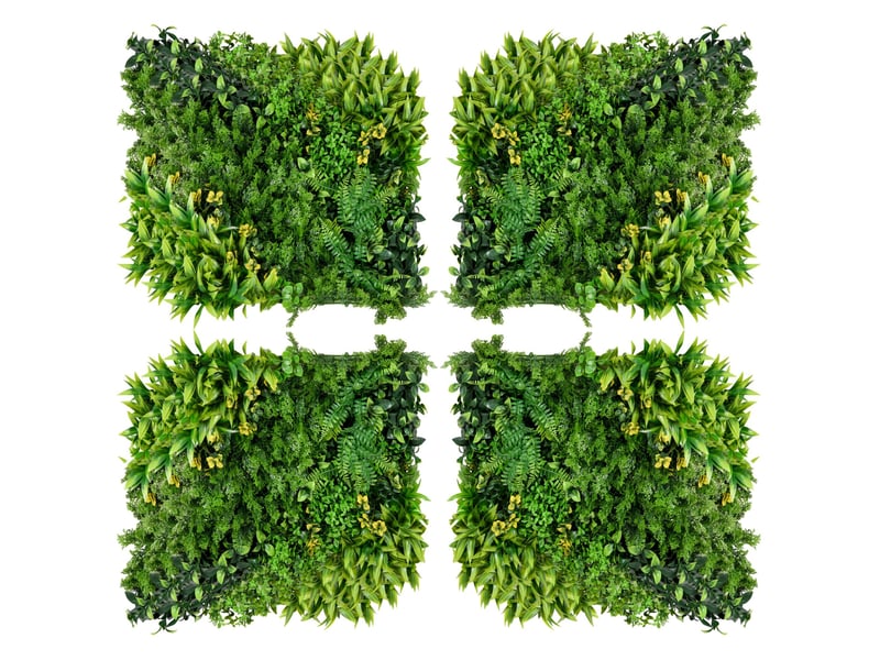 Mur végétal artificiel 12 pièces protection uv anti-vue 50x50 cm design plus feuilles pour jardin balcon terrasse - Conforama A