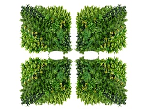 Mur végétal artificiel 12 pièces protection uv anti-vue 50x50 cm design plus feuilles pour jardin balcon terrasse