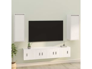 Lot de 2 étagères, armoires murales, meubles tv blanc 30x30x80 cm bois de pin massif cf41026