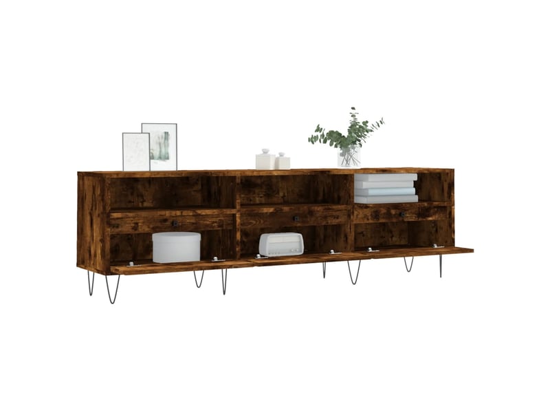  Meuble tv - banc tv - meuble de rangement chêne fumé 150x30x44,5 cm bois d'ingénierie  - Conforama D