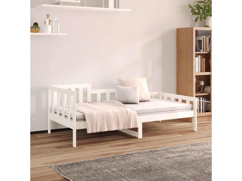  Lit simple- lit adulte -  lit de jour sans matelas blanc 90x200 cm bois de pin massif  - Conforama C