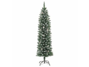Sapin de noël artificiel, arbre de noël mince avec support 210 cm pvc