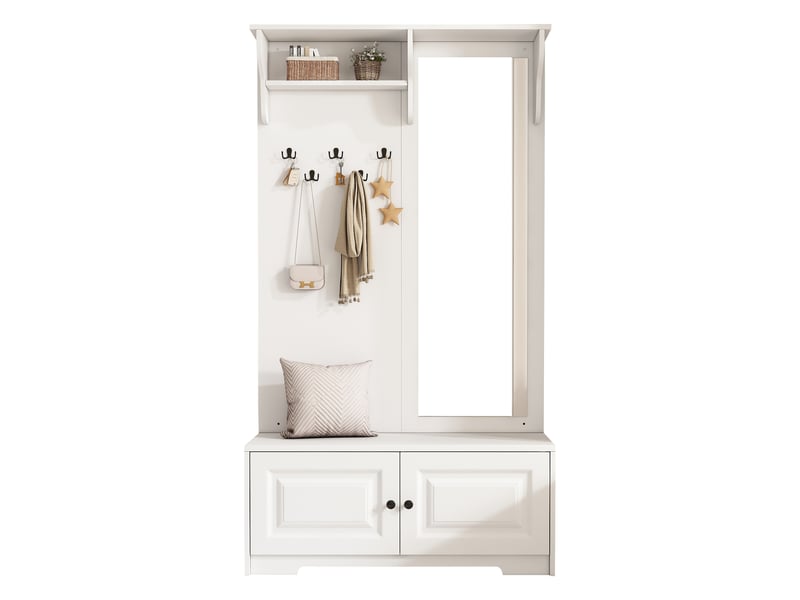 Portemanteau avec banc et rangement blanc 100 x 40 x 180 cm en mdf - Conforama R
