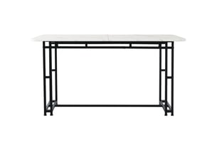 Table à manger de luxe légère 120 x 70 x 74 cm, rectangulaire avec structure en métal et pieds en métal pour salle à manger, blanc et noir