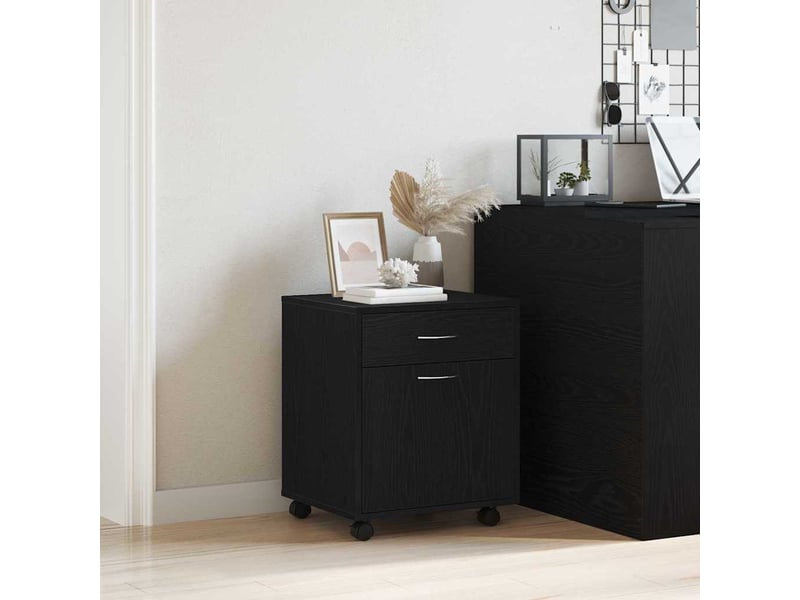  Caisson roulant de bureau 45 x 38 x 54 cm bois d'ingénierie chêne noir  - Conforama D