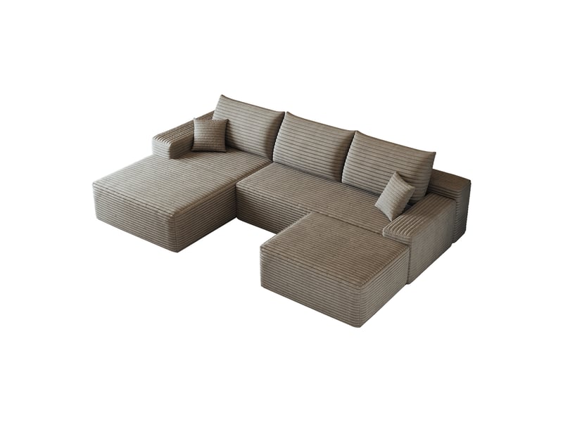  Canapé d'angle, canapé modulable, livré monté, design moderne, 270 cm, pour salon, chambre, appartement, assise profonde, camel  - Conforama B
