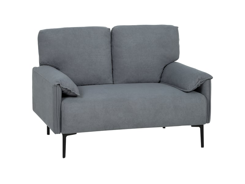  Canapé droit 2 places en tissu aspect velours noir 127 x 72 x 84 cm  - Conforama A