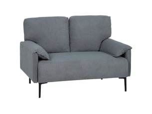 Canapé droit 2 places en tissu aspect velours noir 127 x 72 x 84 cm