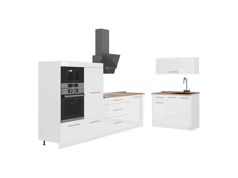  Vicco cuisine, blanc haute brillanceblanc, 380cm, pt chêne  - Conforama A
