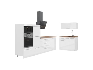 Vicco cuisine, blanc haute brillanceblanc, 380cm, pt chêne