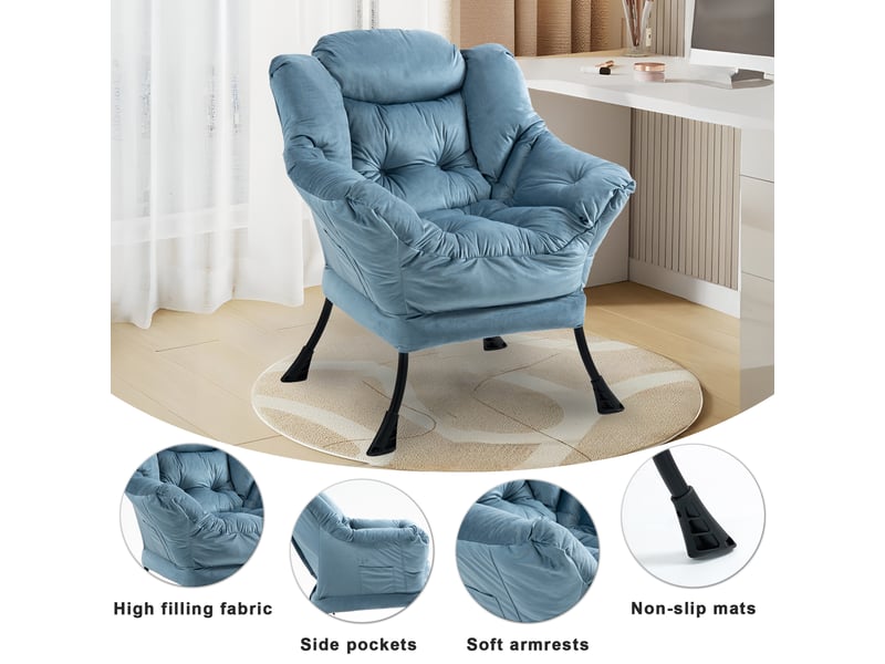  Fauteuil relaxant ergonomique en métal bleu clair  - Conforama C