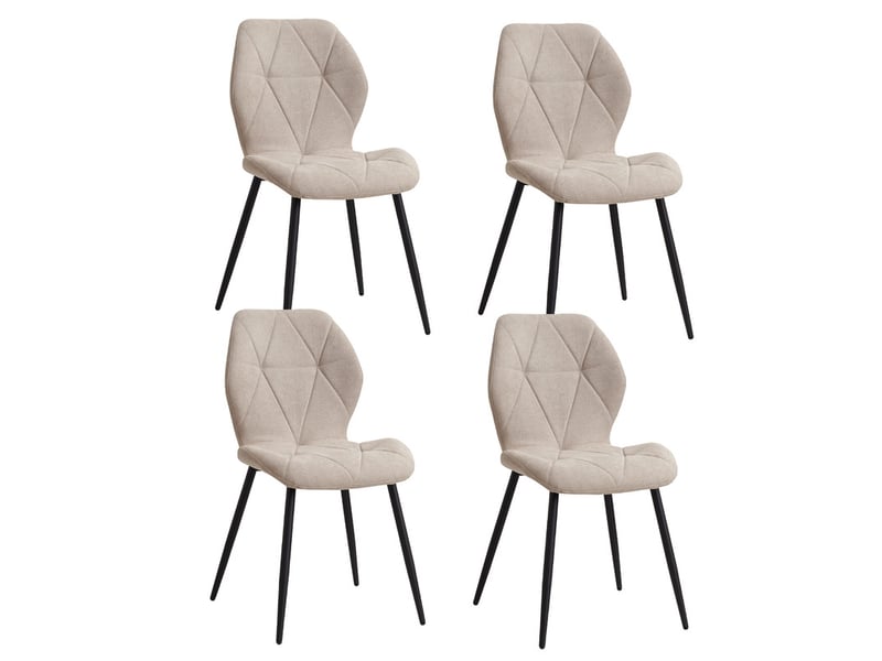  Lot de 4 chaises - chaise de salle à manger vintage en forme de diamant - chaise en lin - pieds en métal(beige) Grand-house - Conforama A