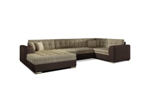 Canapé panoramique convertible caldero 5 places beige et chocolat – angle gauche