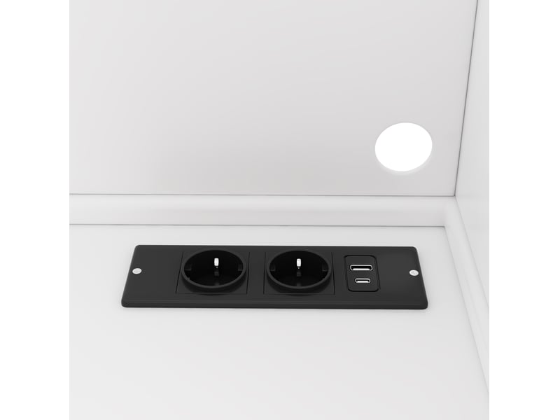 Buffet haut de cuisine 135 x 40 x 185 cm avec prises et ports usb, éclairage led multicolore, rangements réglables, blanc  - Conforama E