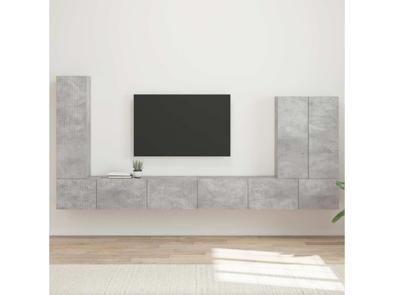  Ensemble de meuble tv - banc tv - meuble de rangement mural 6 pcs gris béton  - Conforama B