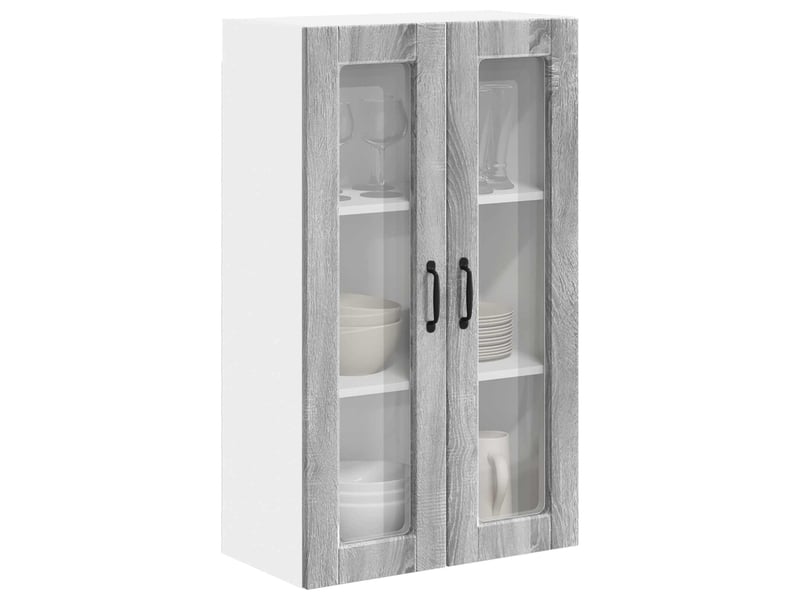  Meuble mural de cuisine, cabinet en verre mural gris sonoma 60x31x100cm  - Conforama C